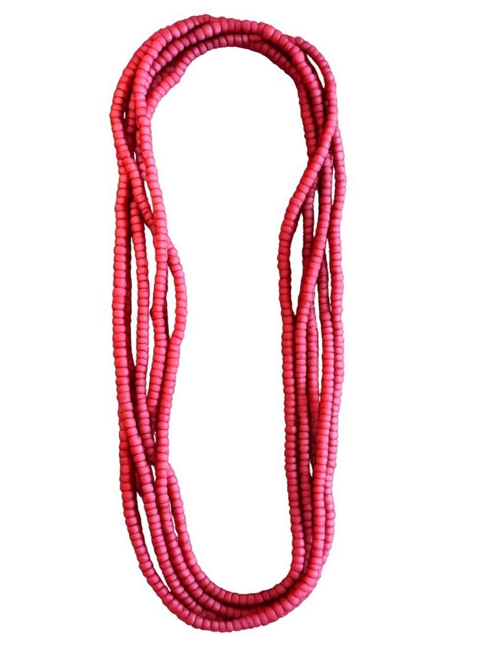 Source Unknown Bright Pink Multi-Strand Bead Necklace
